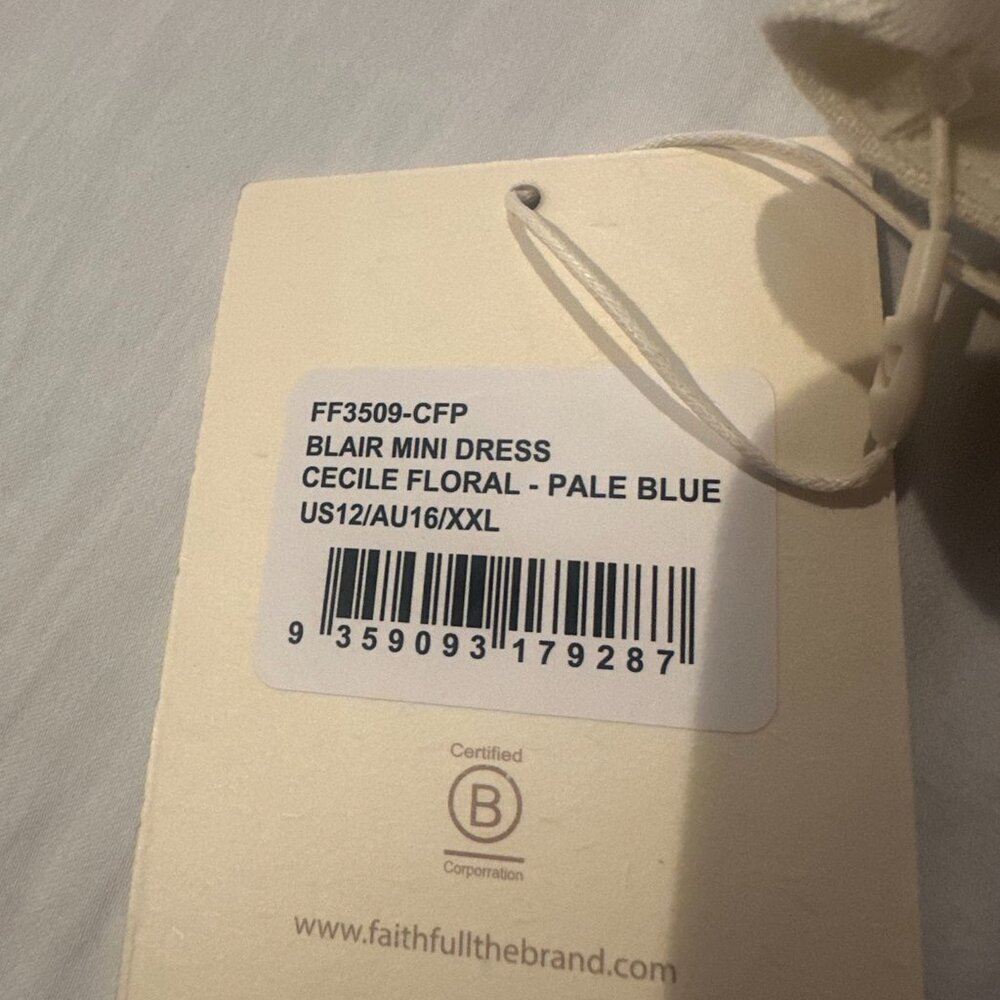 Faithfull The Brand Blair Mini Dress Blue Floral Cecile Print Size XXL - Picture 5 of 5